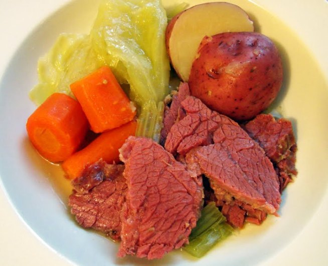Corned beef and cabbage in a bowl